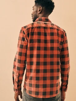 Shirts^Faherty Brand Stretch Corduroy Work Shirt - Cherry Charcoal Buffalo