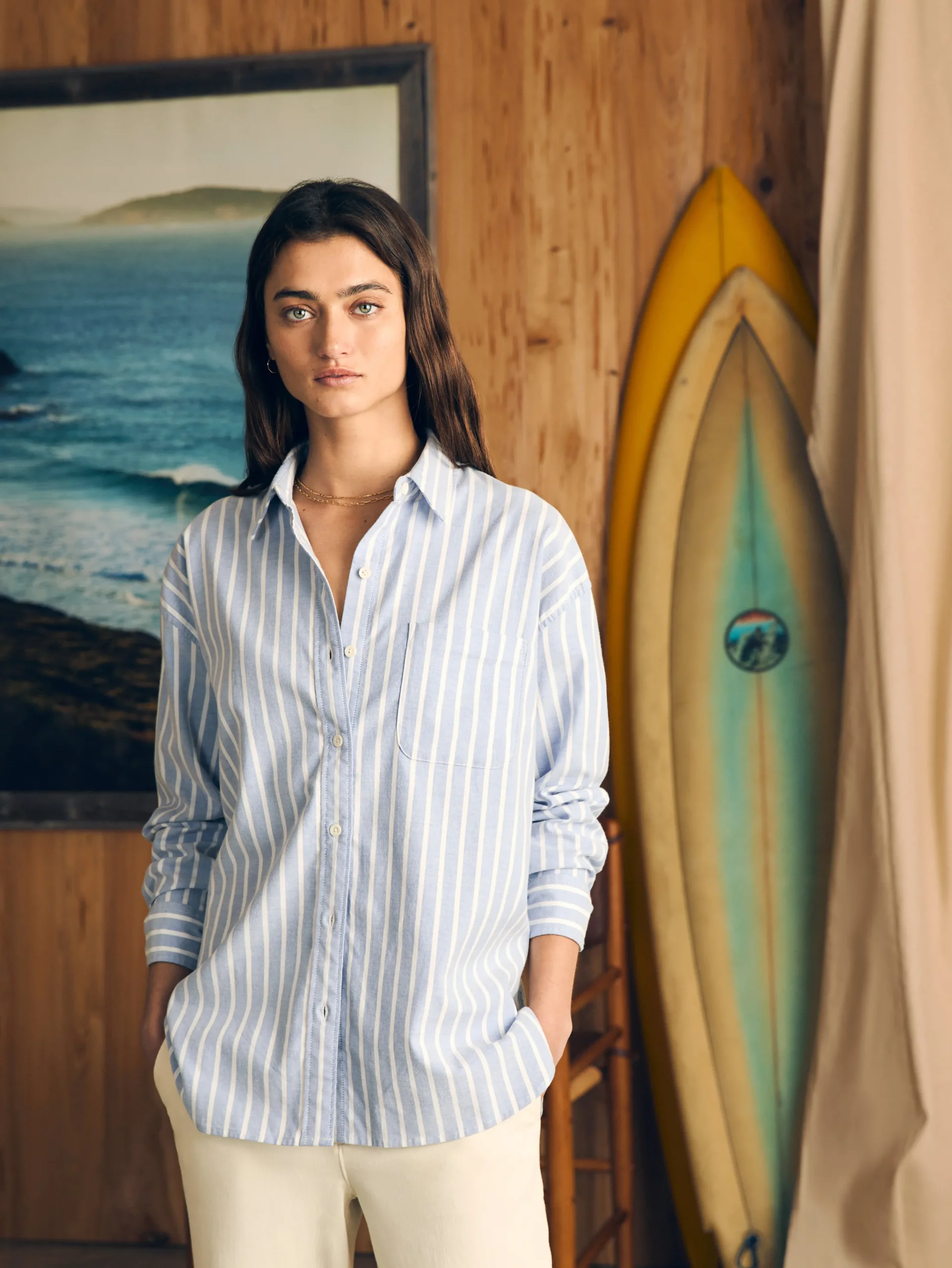 Shirts & Tops^Faherty Brand Stretch Oxford Relaxed Shirt - Mangrove Stripe