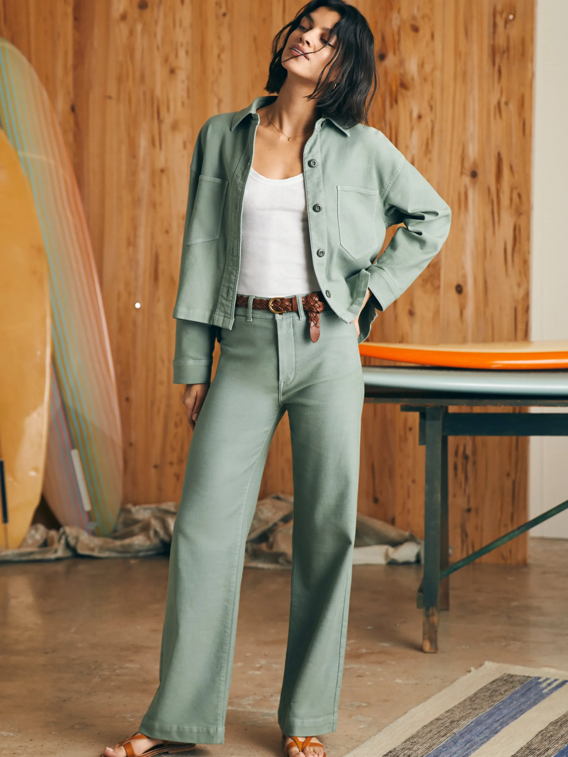 Blazers & Outerwear^Faherty Brand Stretch Terry Overshirt - Coastal Sage