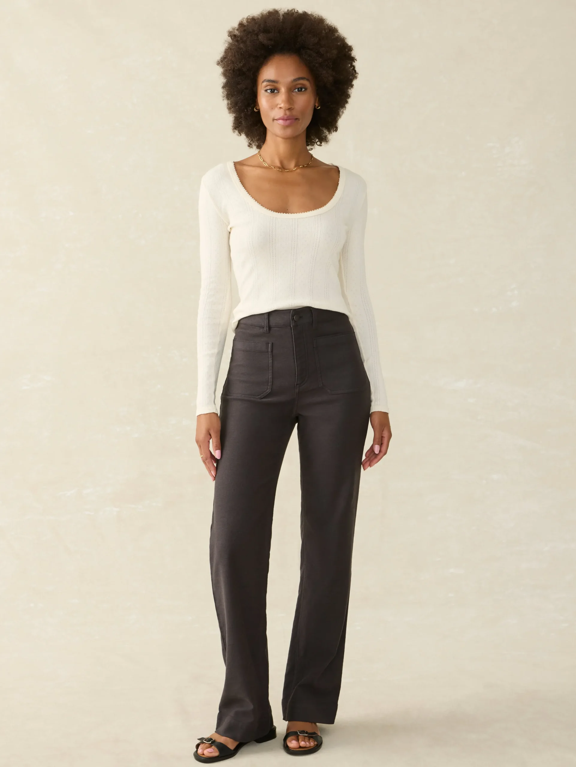 Pants^Faherty Brand Stretch Terry Patch Pocket Pant - Washed Black