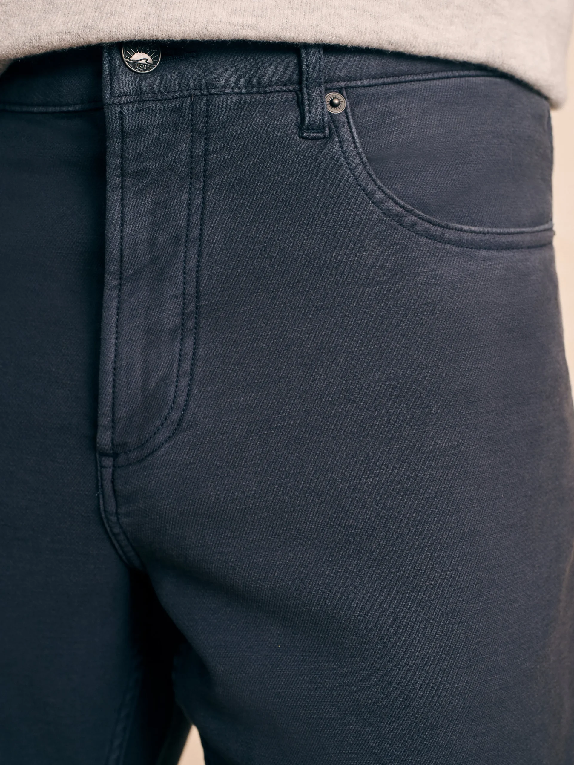 Pants^Faherty Brand Stretch Terry 5-Pocket Athletic Fit Pant - Navy