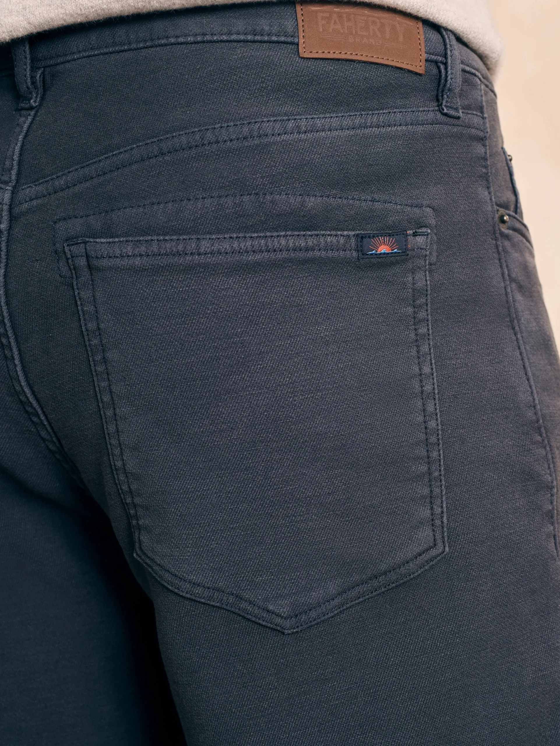 Pants^Faherty Brand Stretch Terry 5-Pocket Athletic Fit Pant - Navy