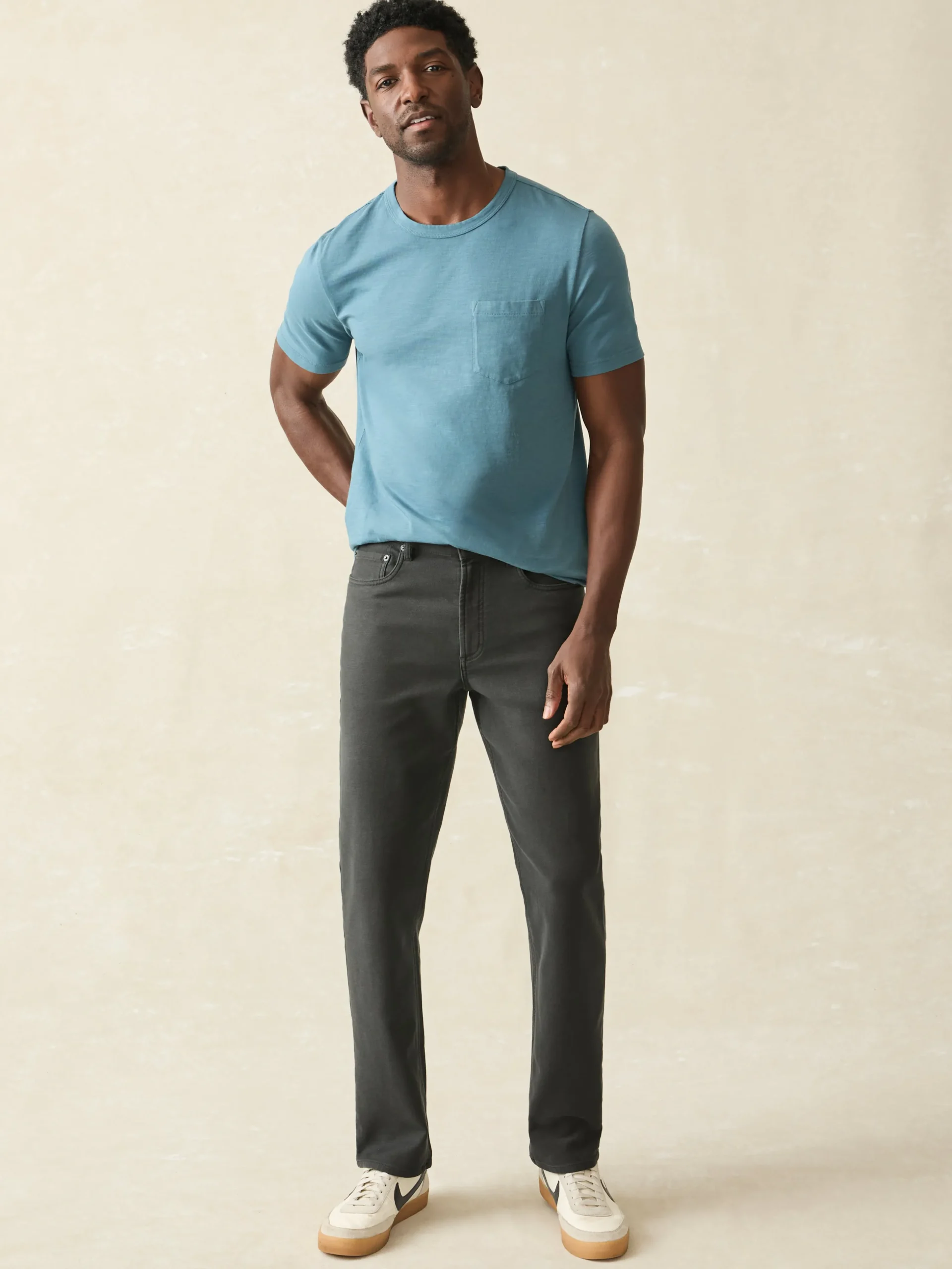Pants^Faherty Brand Stretch Terry 5-Pocket Athletic Fit Pant - Onyx Black