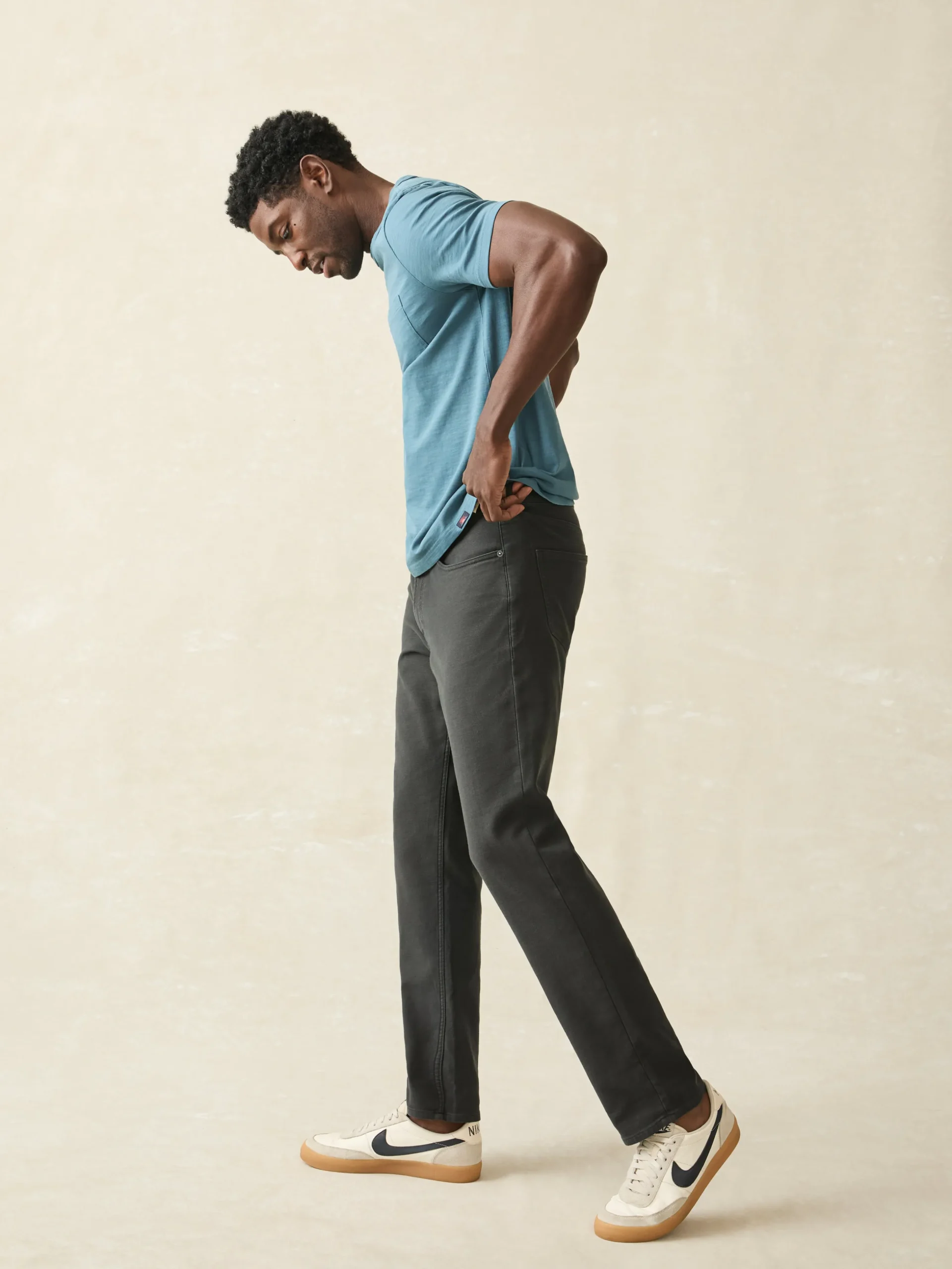 Pants^Faherty Brand Stretch Terry 5-Pocket Athletic Fit Pant - Onyx Black