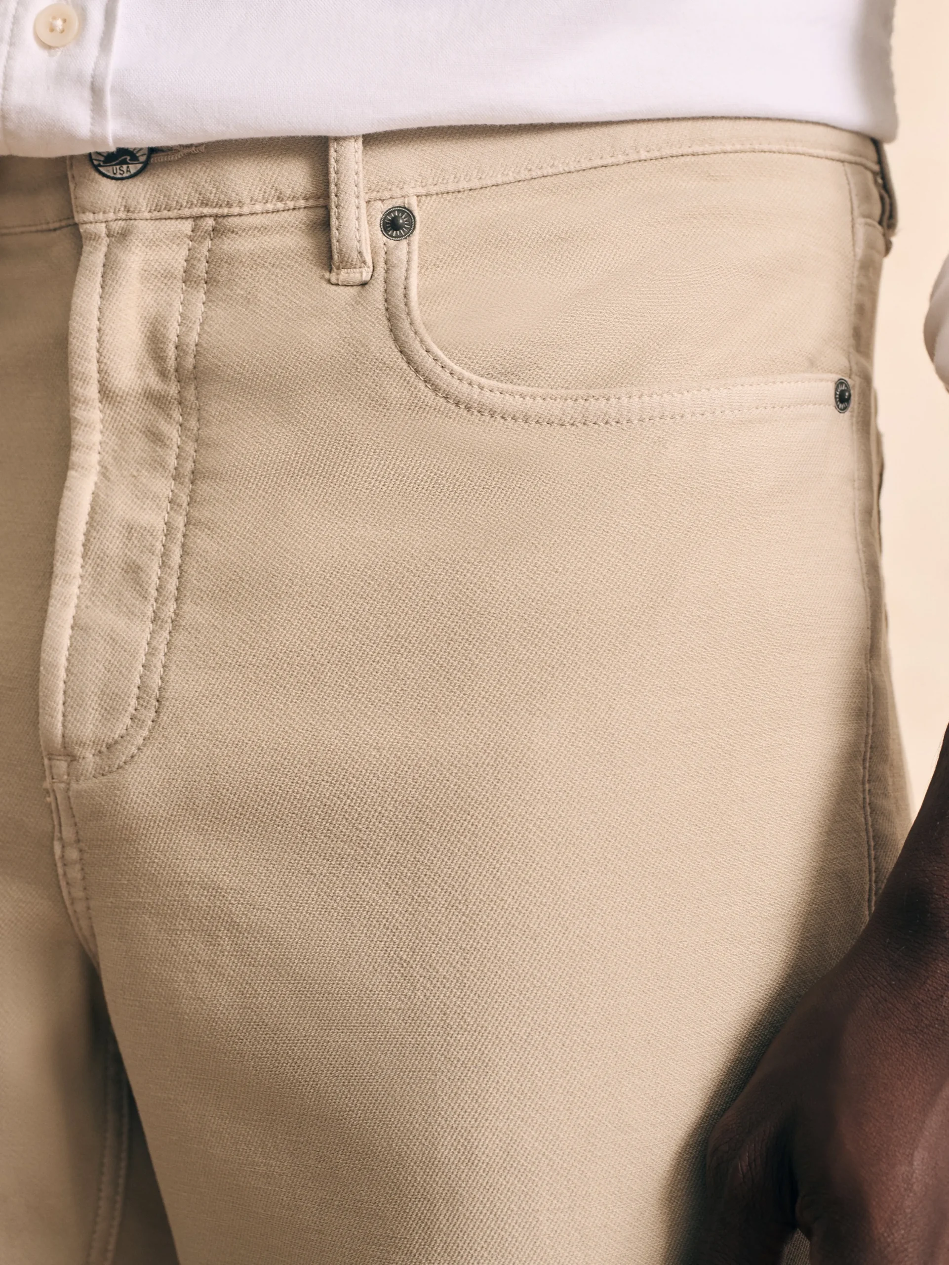 Pants^Faherty Brand Stretch Terry 5-Pocket Athletic Fit Pant - Stone