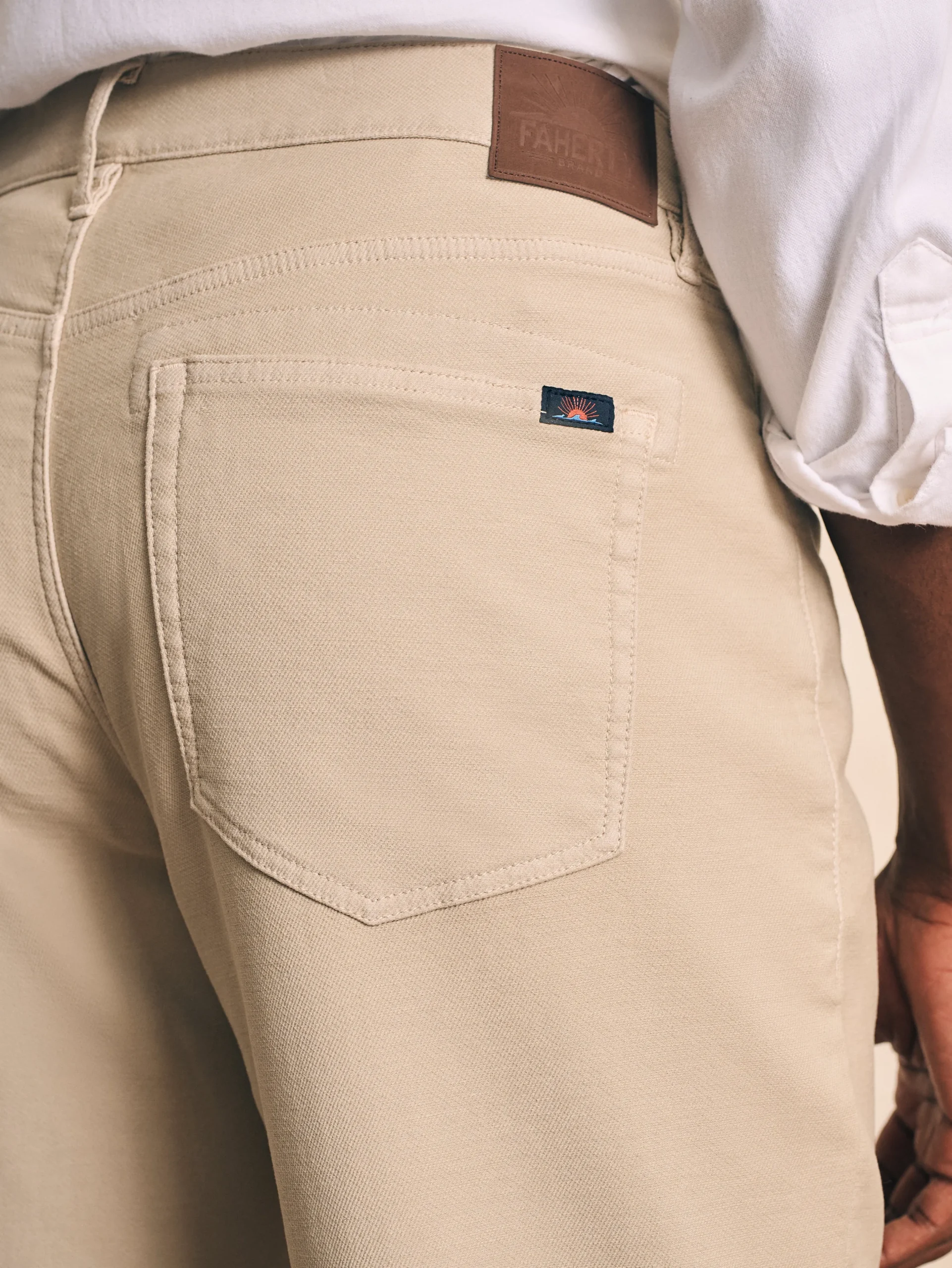 Pants^Faherty Brand Stretch Terry 5-Pocket Athletic Fit Pant - Stone