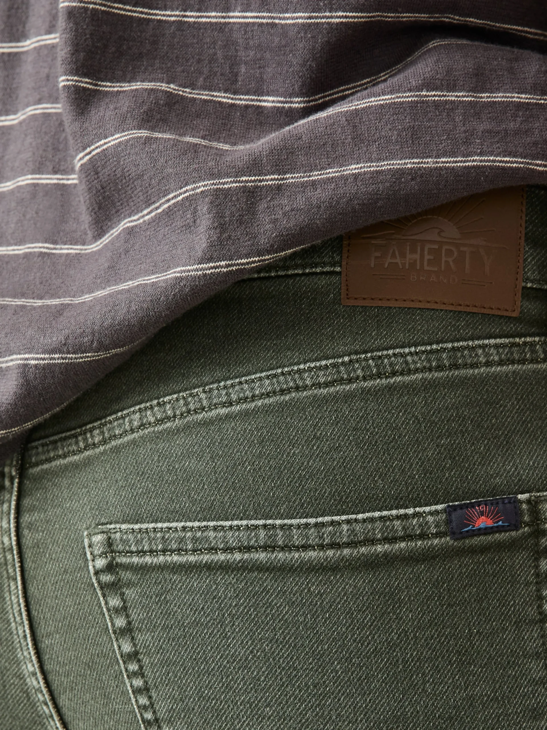 Pants^Faherty Brand Stretch Terry 5-Pocket Athletic Fit Pant - Fall Olive