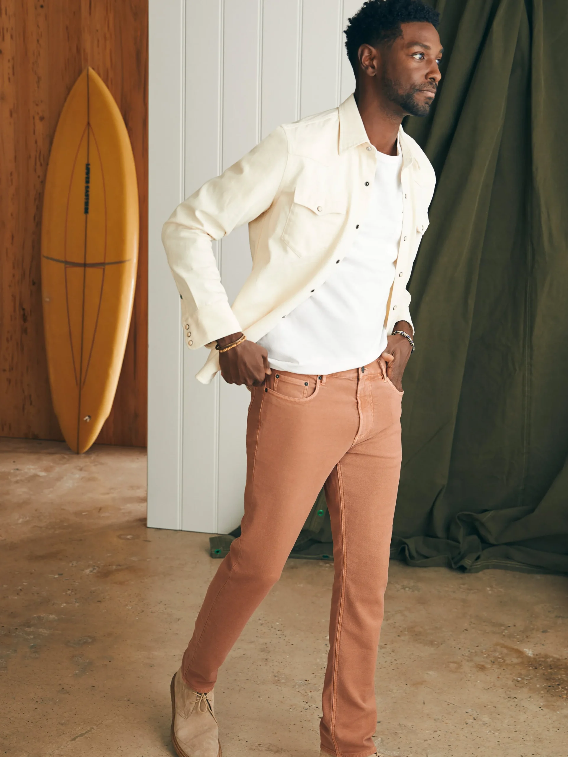 Pants^Faherty Brand Stretch Terry 5-Pocket Pant (32" Inseam) - Mesa Red