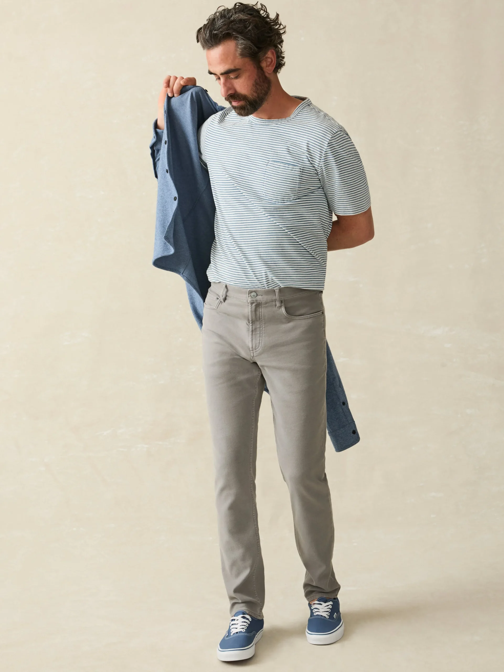 Pants^Faherty Brand Stretch Terry 5-Pocket Pant - Iron