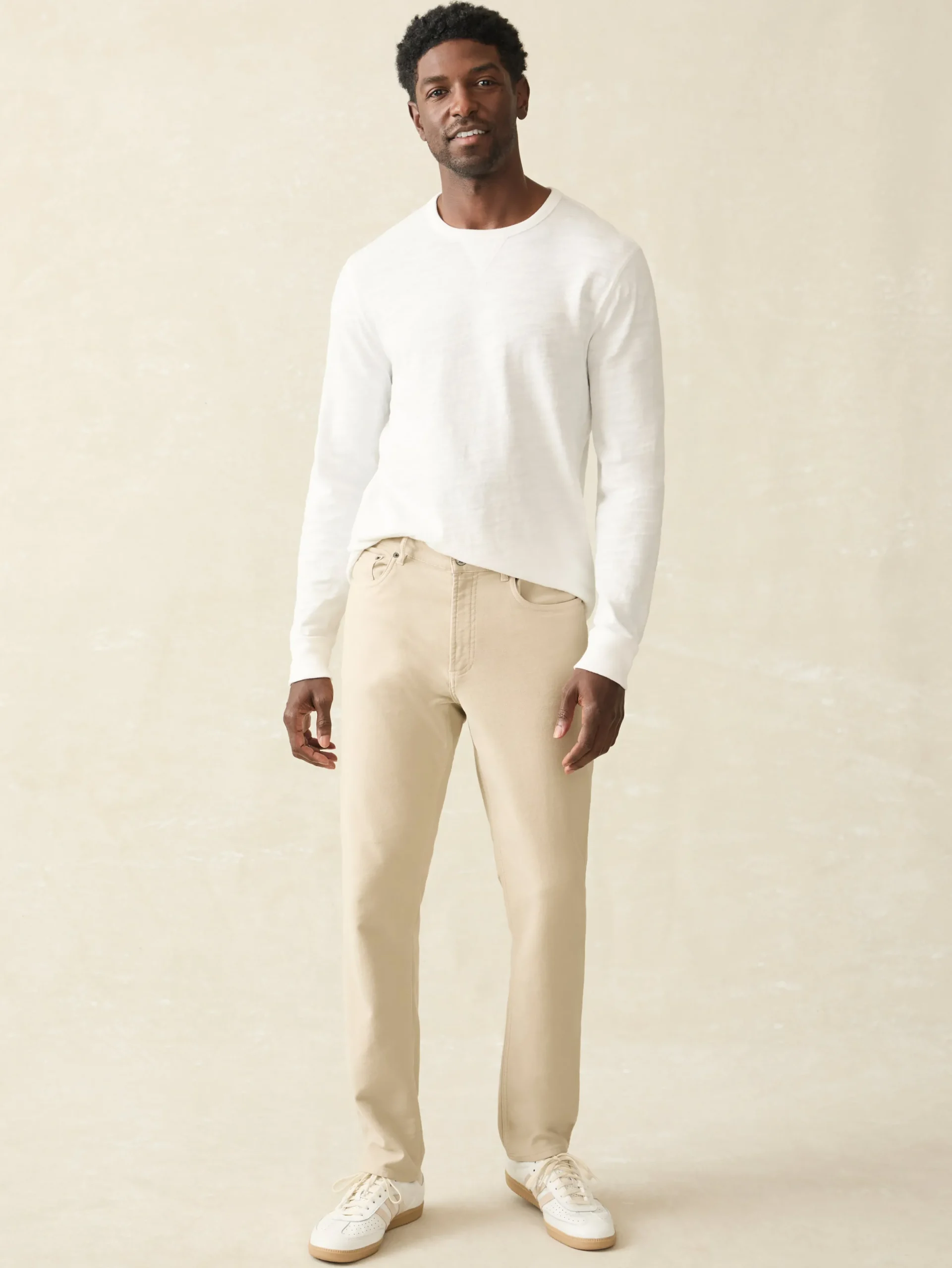 Pants^Faherty Brand Stretch Terry 5-Pocket Pant - Stone