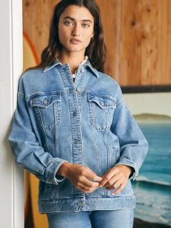 Blazers & Outerwear^Faherty Brand Stretch Terry Trucker Jacket - Mid Wash