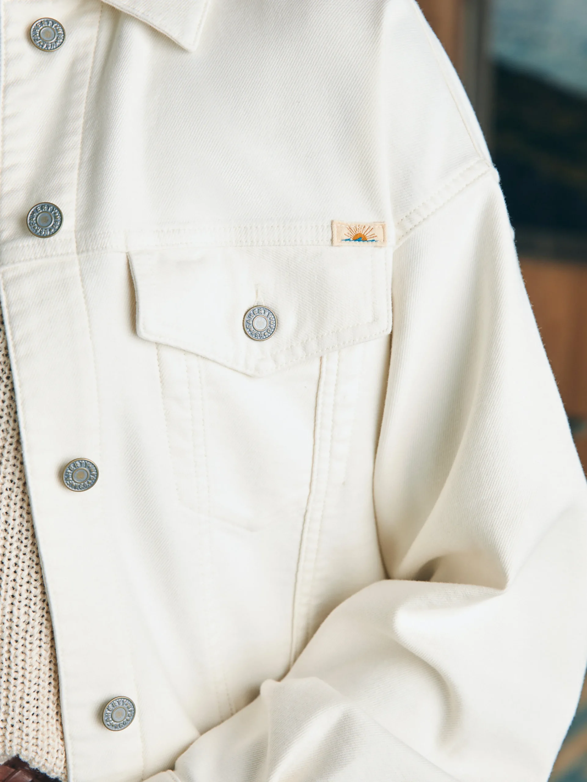 Blazers & Outerwear^Faherty Brand Stretch Terry Trucker Jacket - Egret