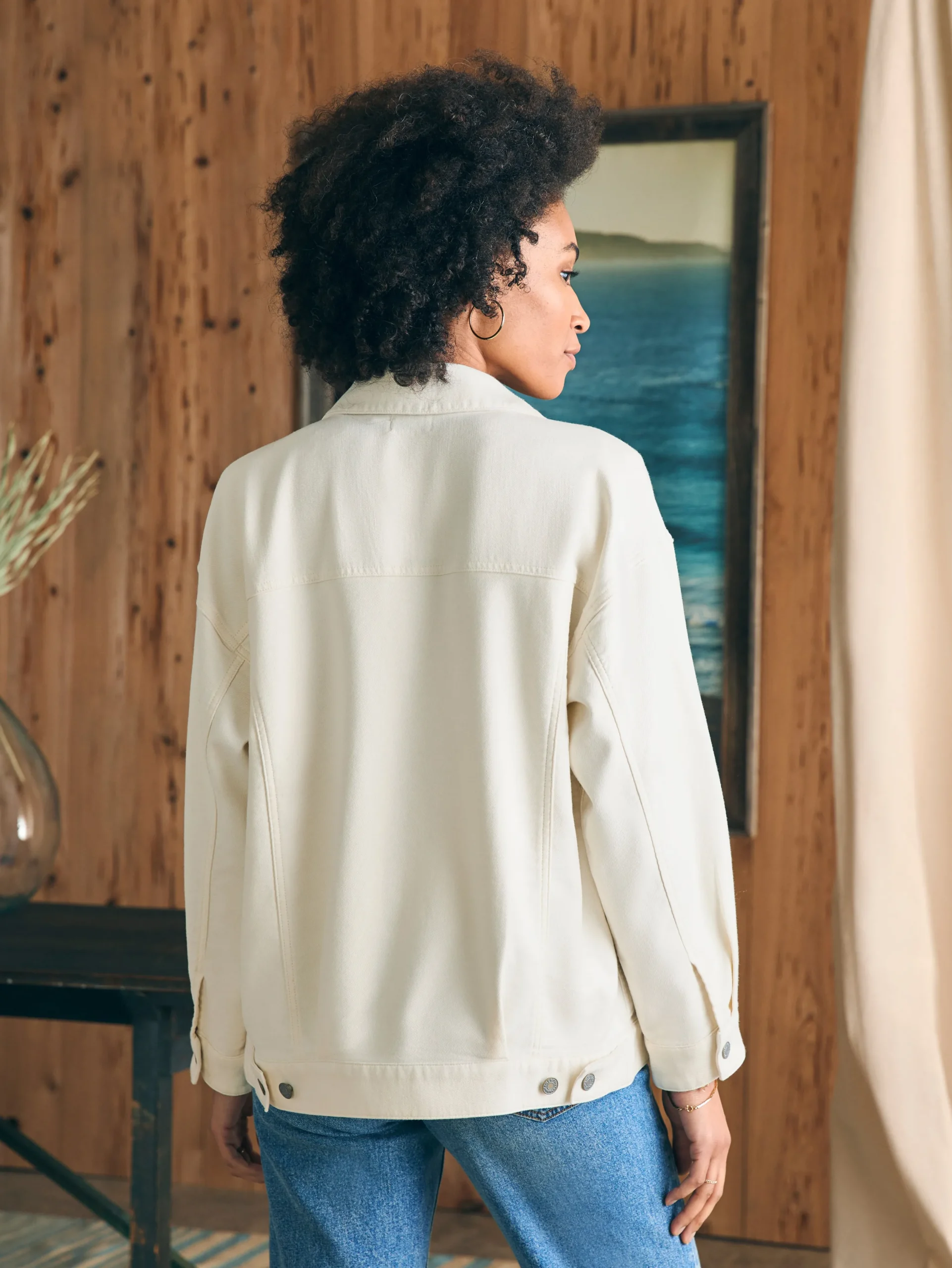 Blazers & Outerwear^Faherty Brand Stretch Terry Trucker Jacket - Egret