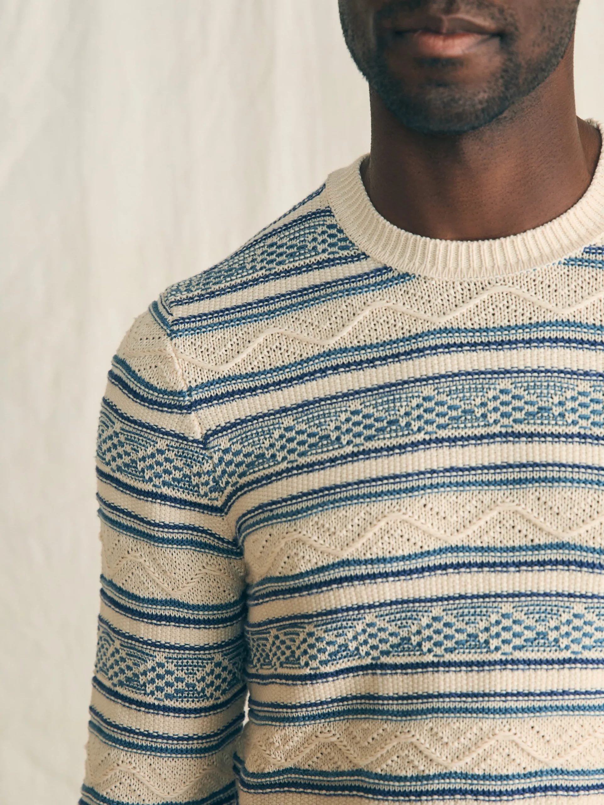 Sweaters^Faherty Brand Striped Crew Sweater - Bristol Cream
