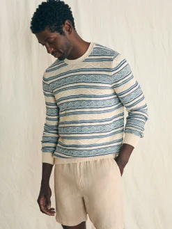 Sweaters^Faherty Brand Striped Crew Sweater - Bristol Cream