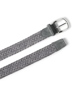 Belts^Faherty Brand Suede Woven Belt - Grey
