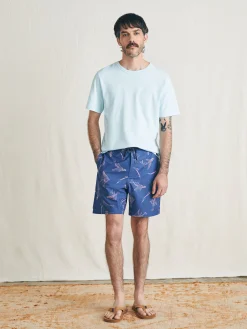 Swim^Faherty Brand Sunwashed Boardshort - Navy Pink Waterways
