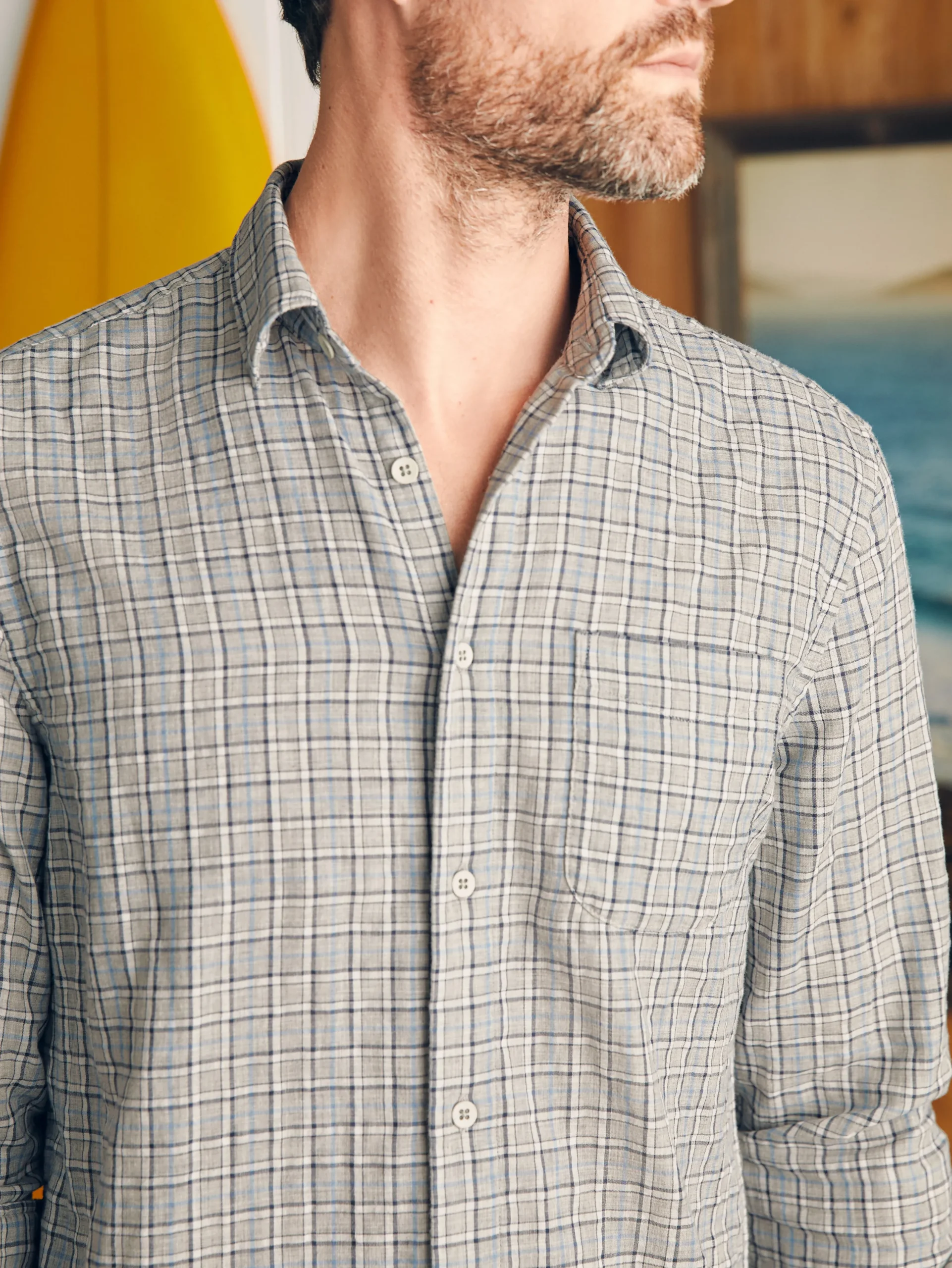 Shirts^Faherty Brand Sunwashed Chambray Shirt - Silver Falls Plaid