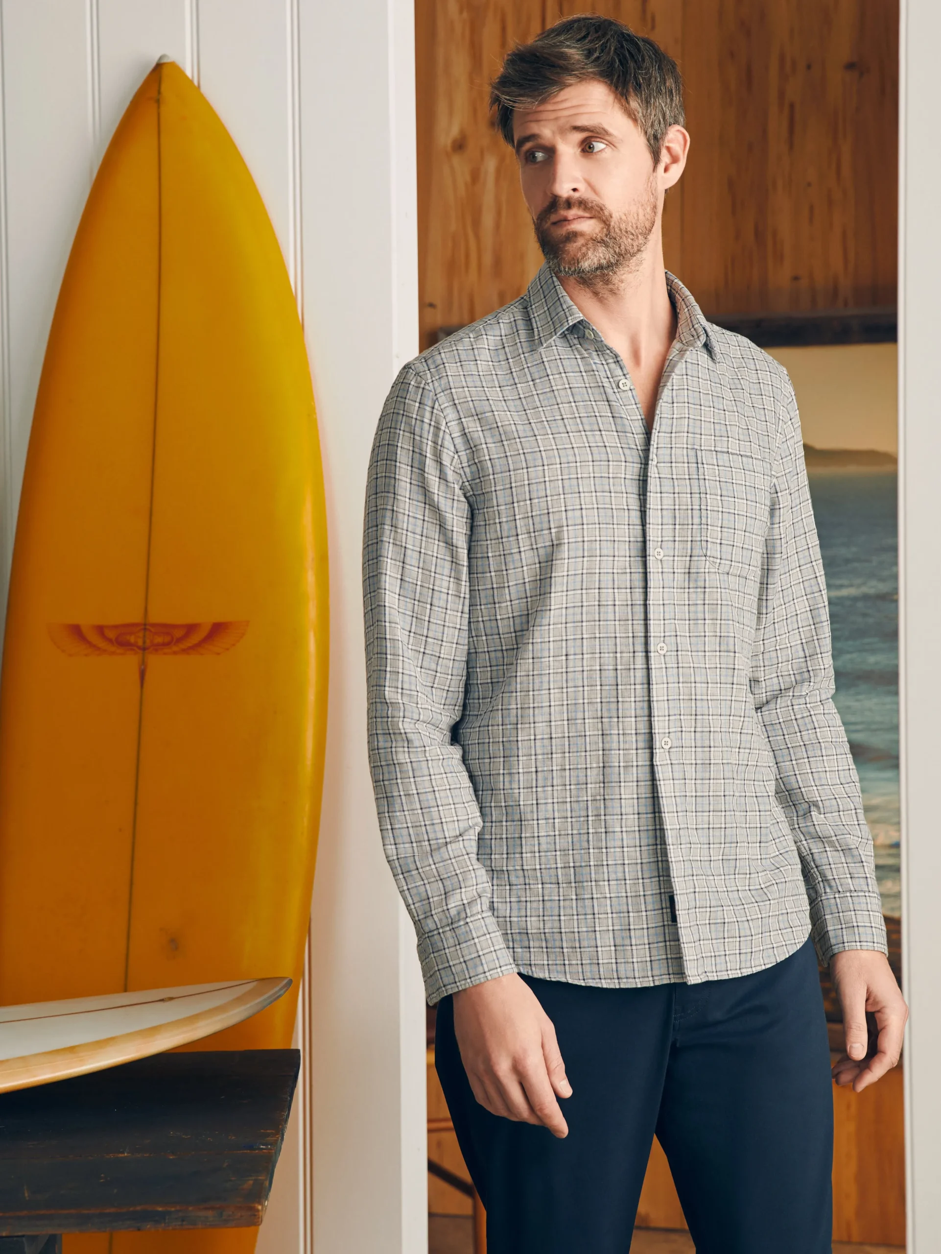 Shirts^Faherty Brand Sunwashed Chambray Shirt - Silver Falls Plaid