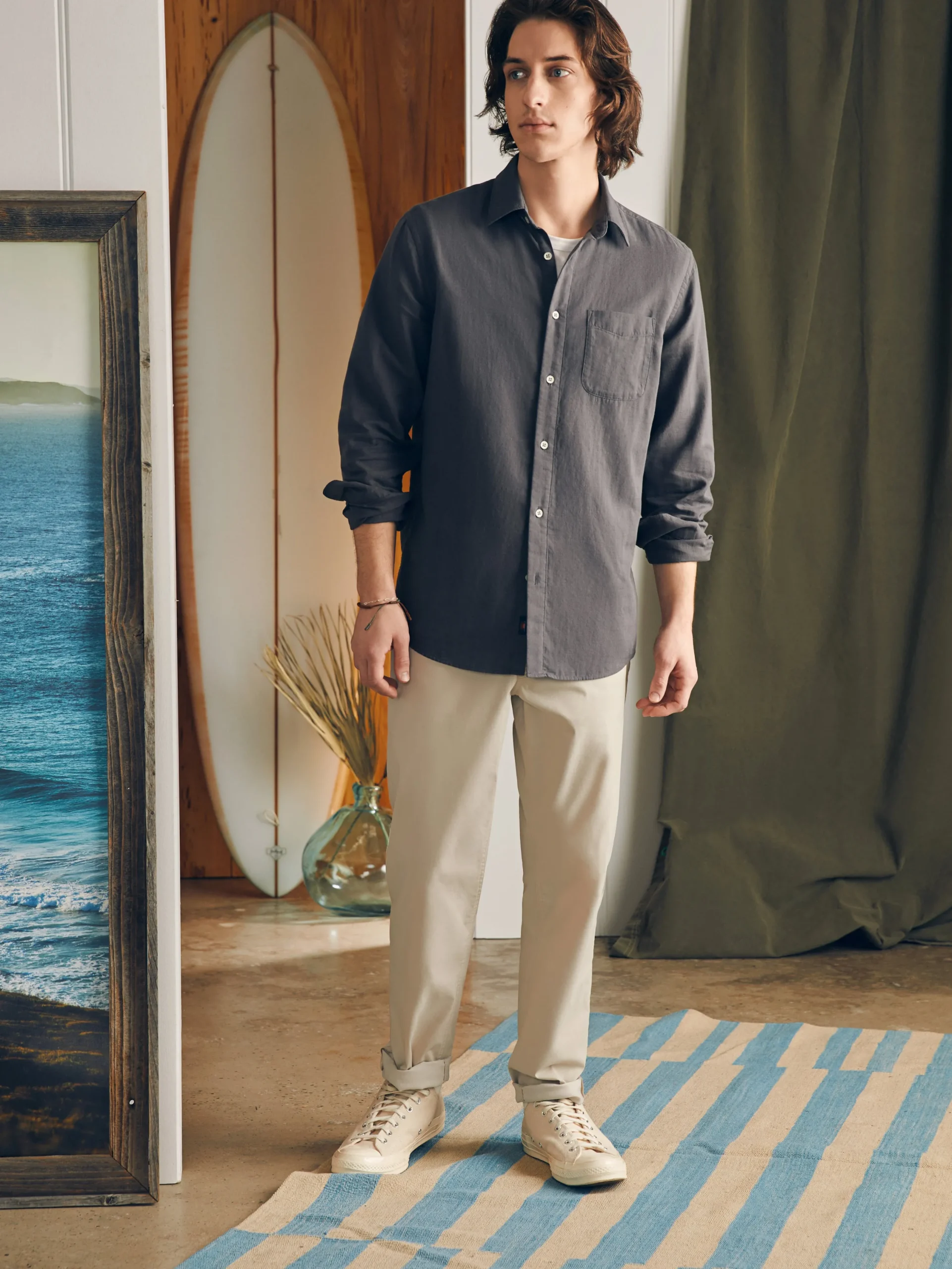 Shirts^Faherty Brand Sunwashed Chambray Shirt - Washed Charcoal