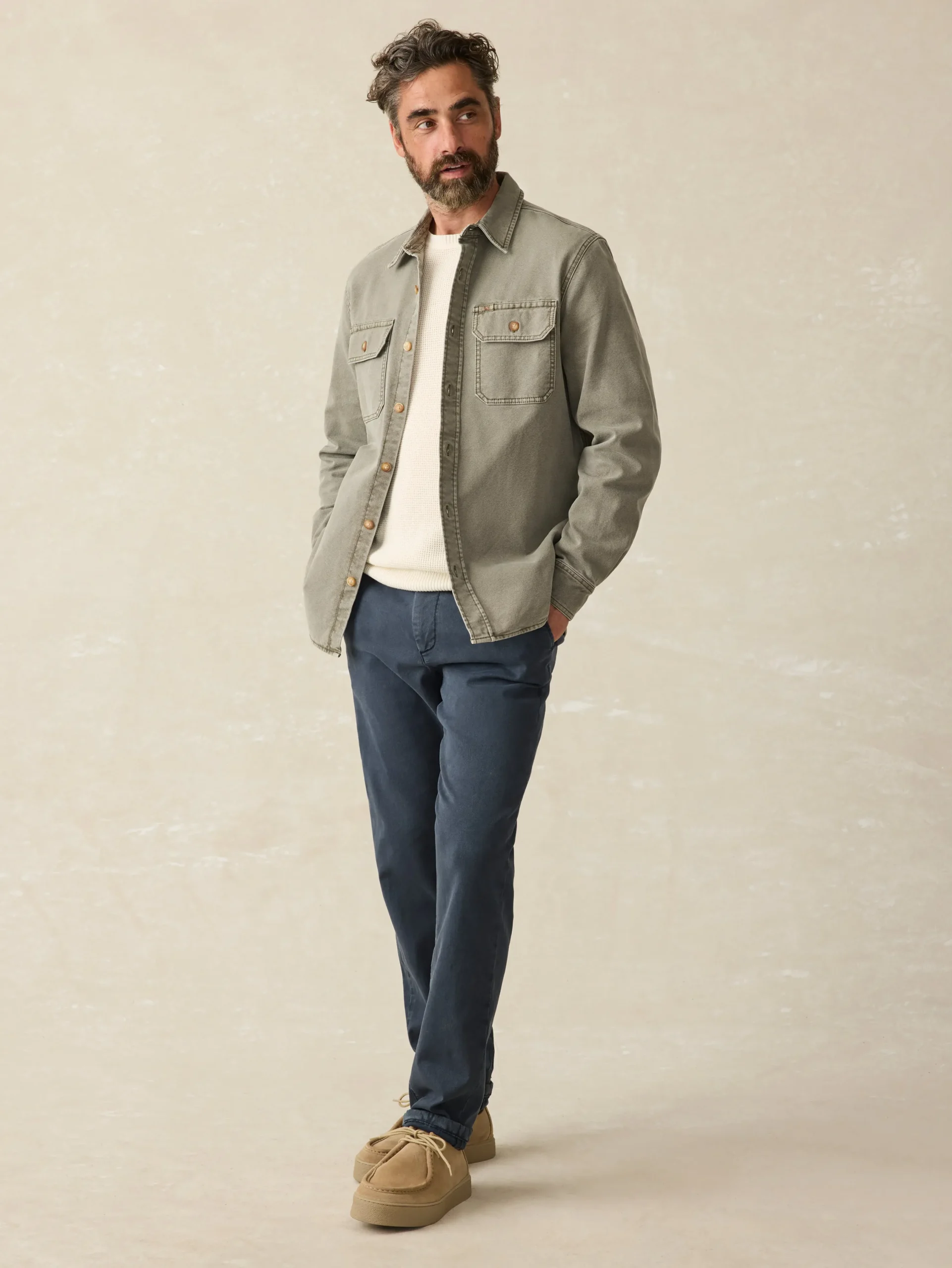 Jackets & Vests^Faherty Brand Sunwashed CPO - Aspen Olive