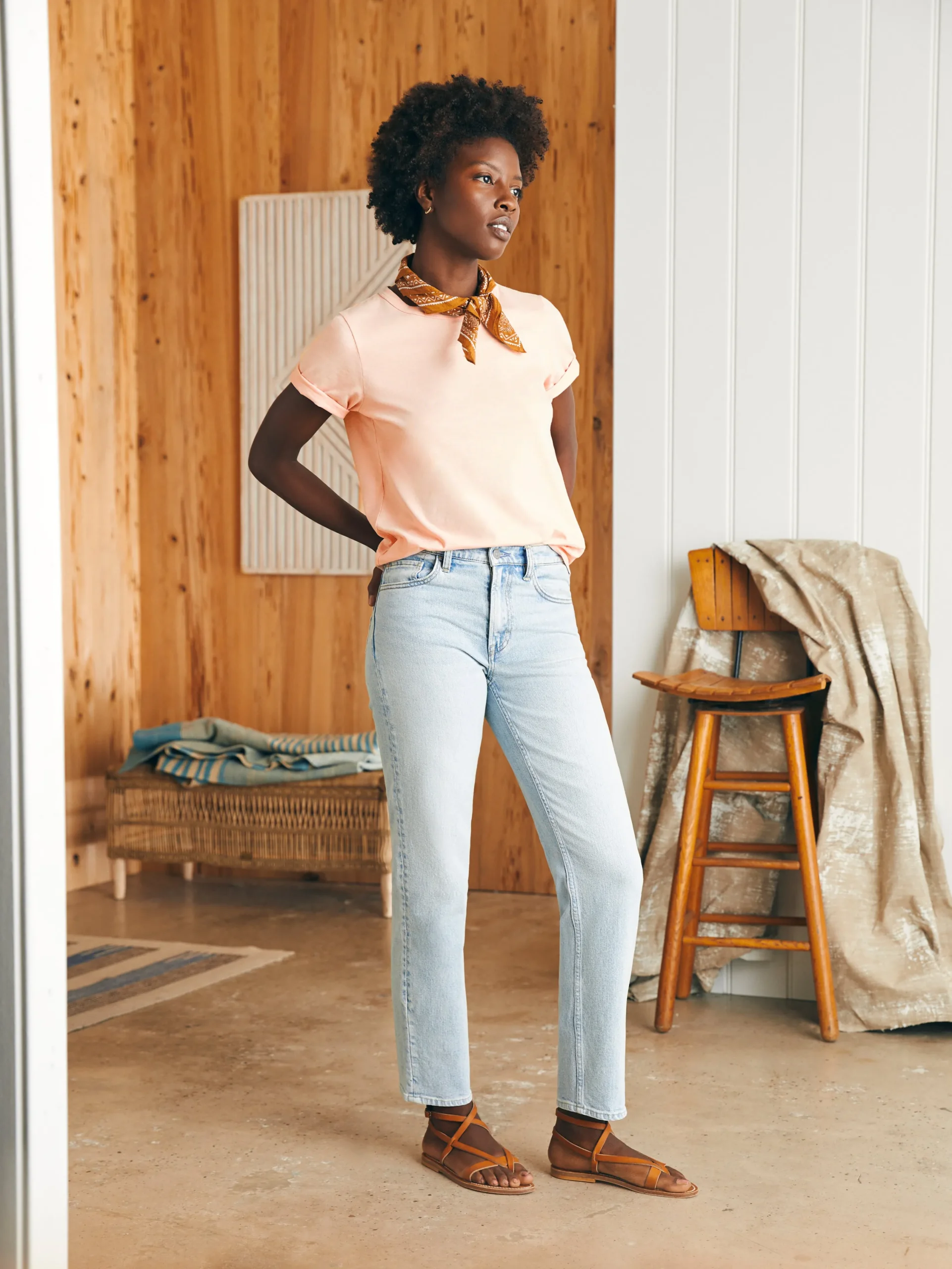 T-Shirts^Faherty Brand Sunwashed Crew Tee - Peach Whip