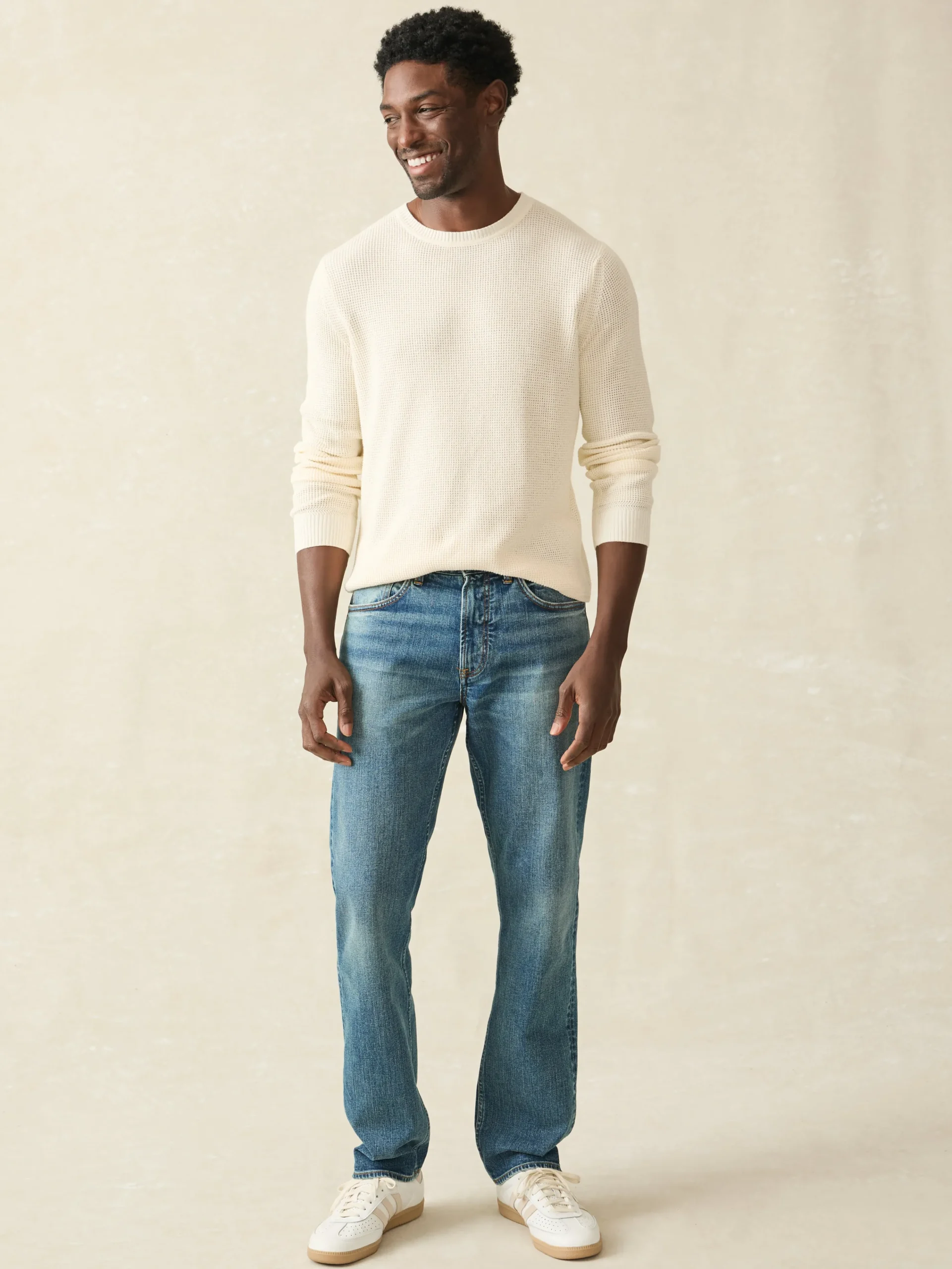 Sweaters^Faherty Brand Sunwashed Crewneck Sweater - White Shell