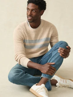 Sweaters^Faherty Brand Sunwashed Crewneck Sweater - Dune Natural Surf Stripe