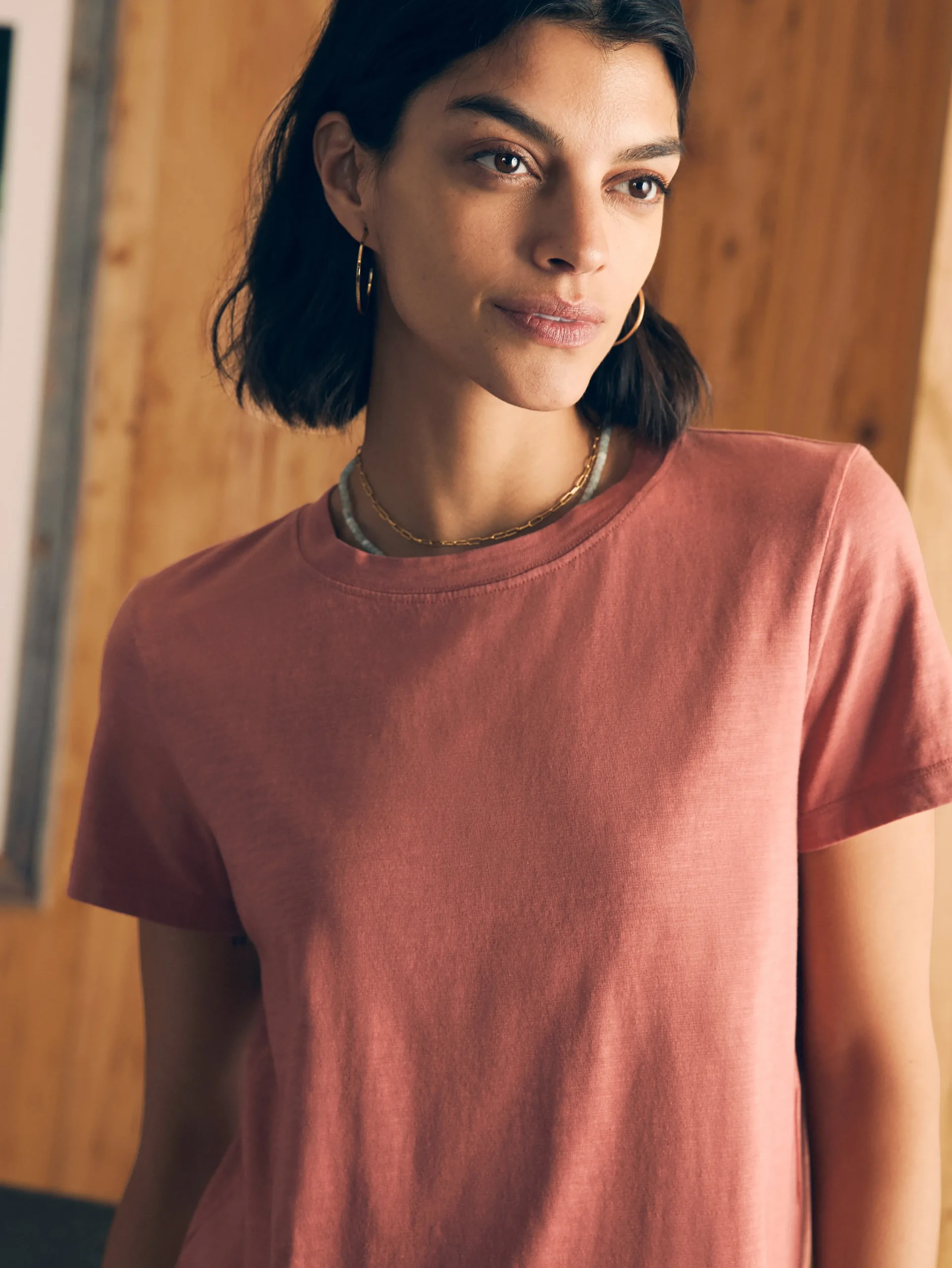 T-Shirts^Faherty Brand Sunwashed Cropped Crew Tee - Kelly Pink