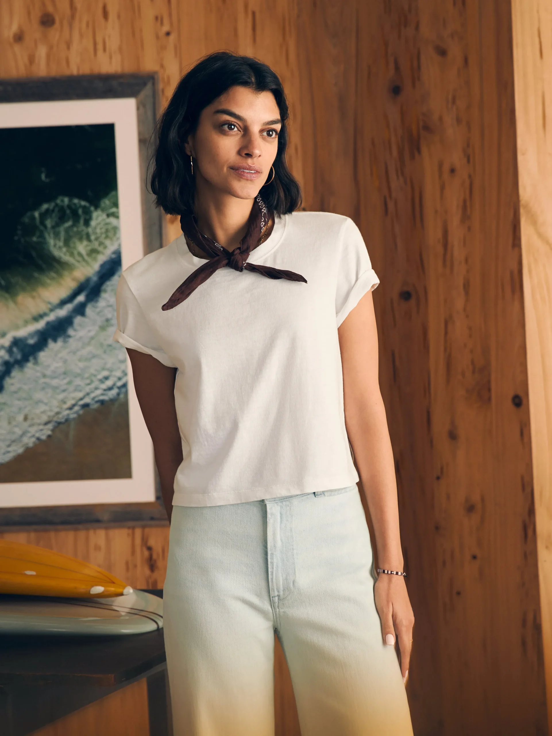 T-Shirts^Faherty Brand Sunwashed Cropped Crew Tee - White