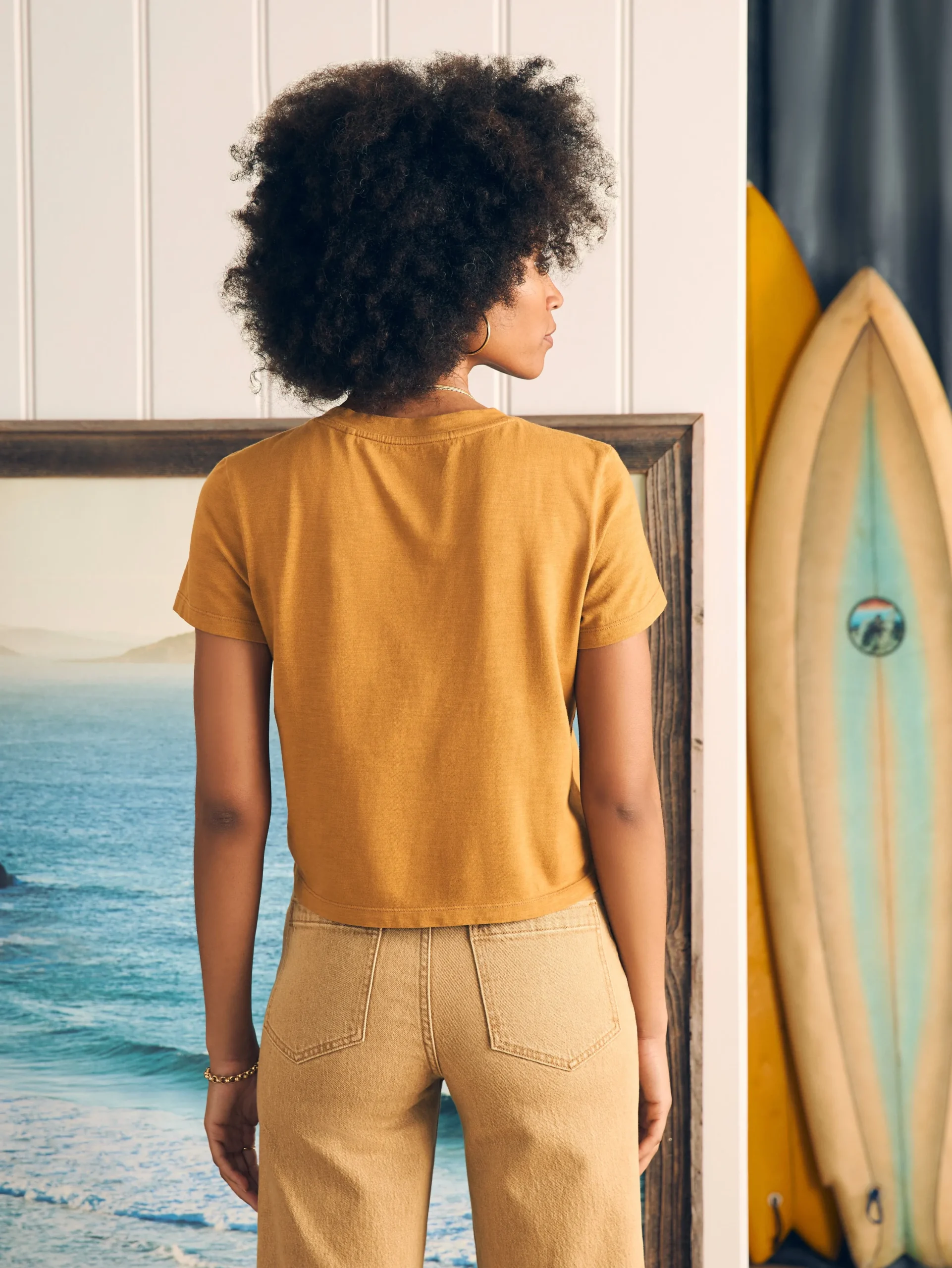 T-Shirts^Faherty Brand Sunwashed Cropped Crew Tee - Wood Thrush