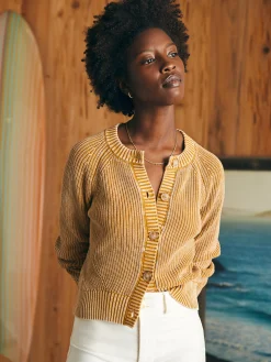 Sweaters^Faherty Brand Sunwashed Fisherman Cardigan - Golden Brown