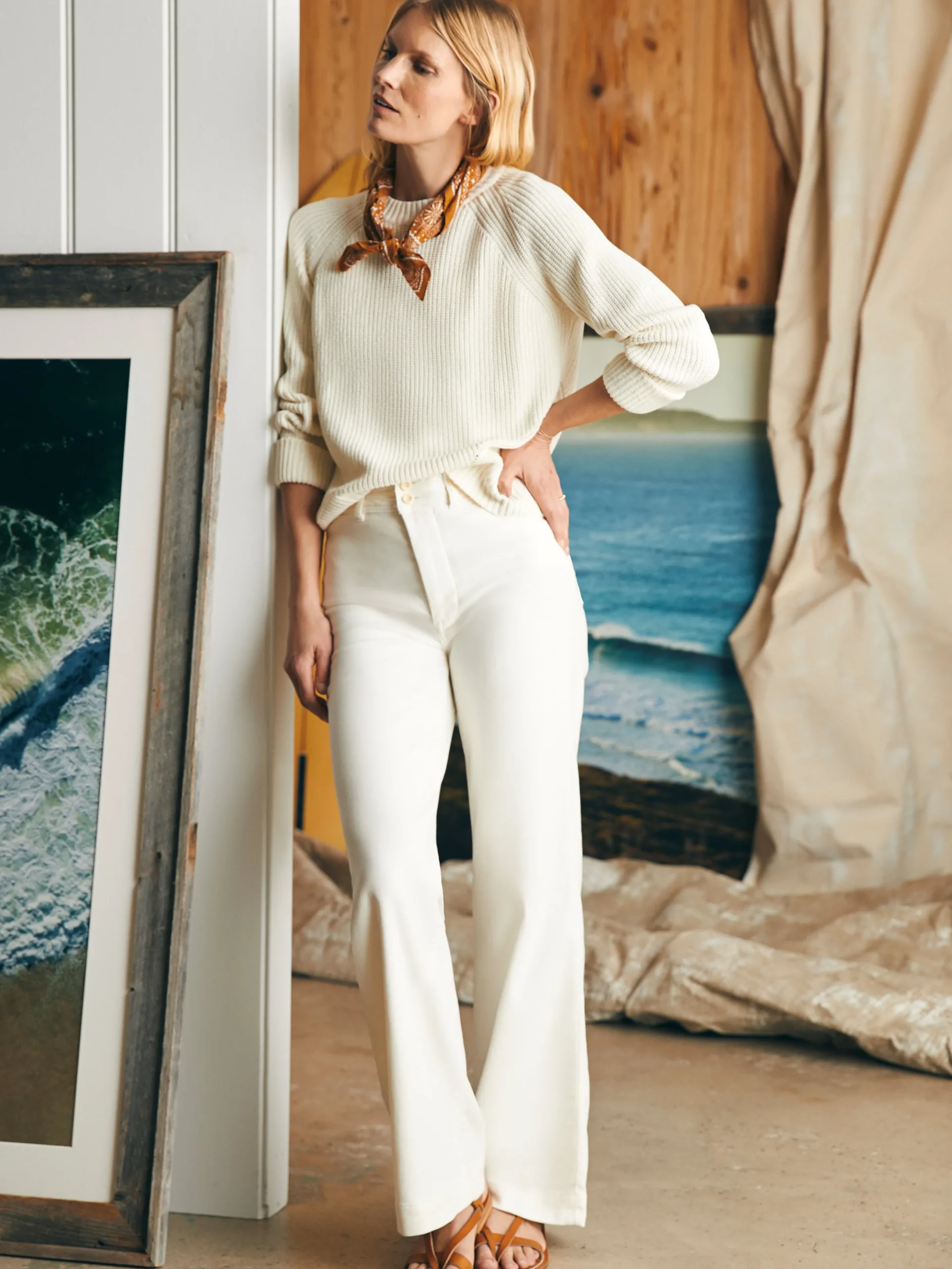 Sweaters^Faherty Brand Sunwashed Fisherman Crew Sweater - Egret