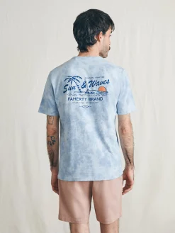 T-Shirts & Henleys^Faherty Brand Sunwashed Graphic Tee - Blue Waves Wash