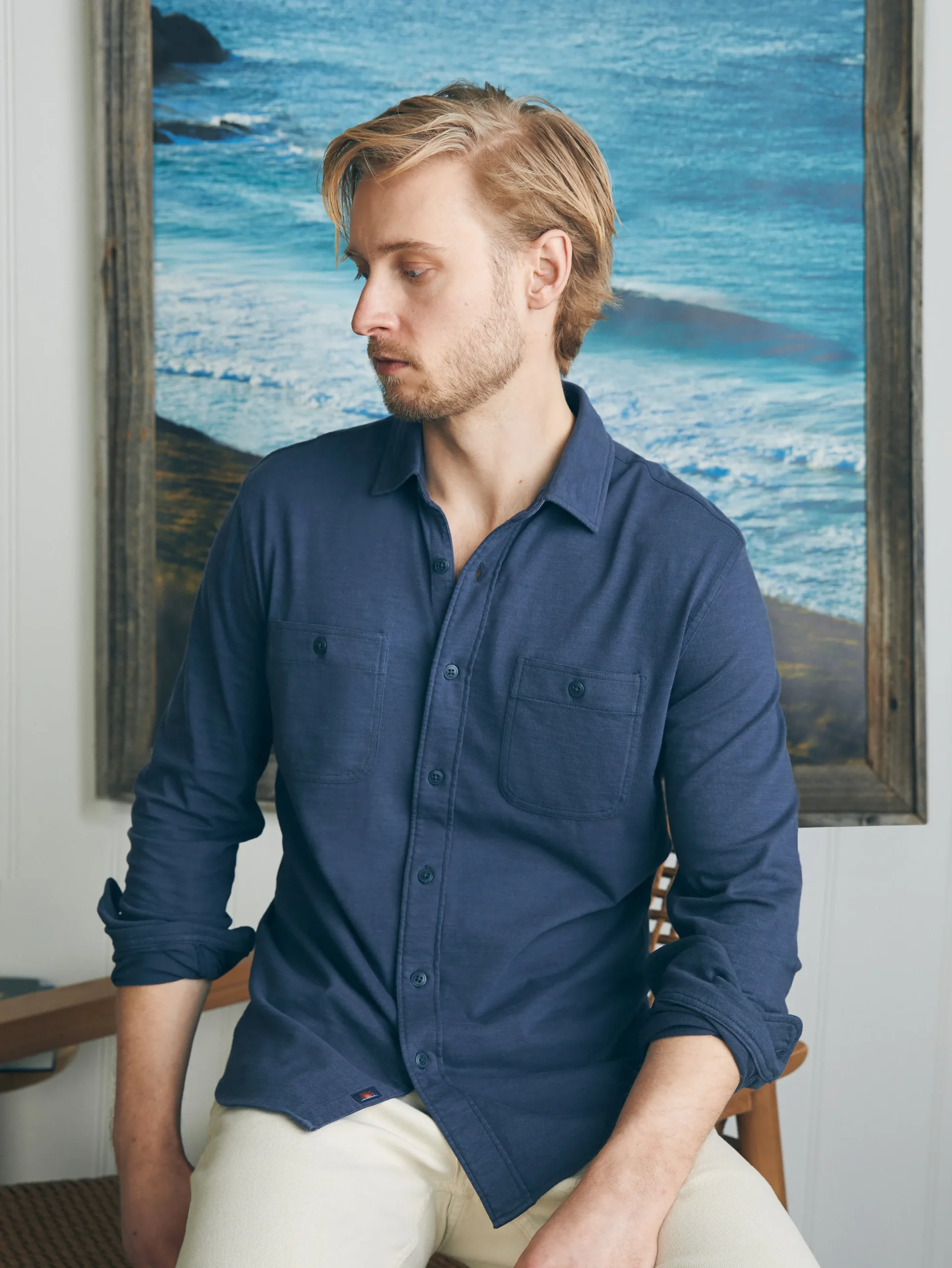 Shirts^Faherty Brand Sunwashed Knit Shirt - Dune Navy