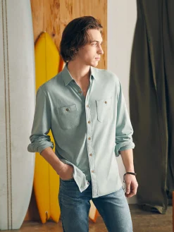 Shirts^Faherty Brand Sunwashed Knit Shirt - Hull Teal