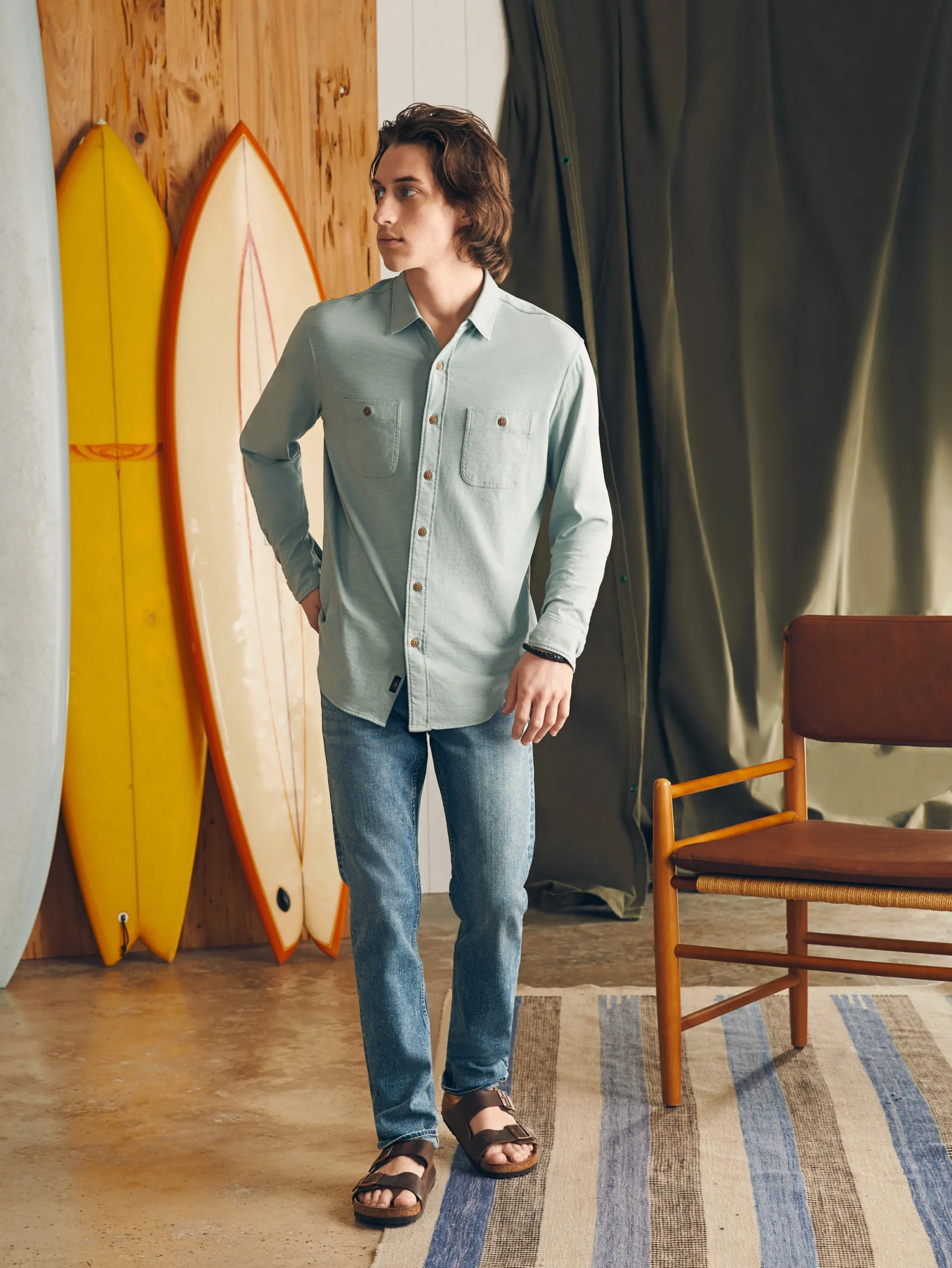 Shirts^Faherty Brand Sunwashed Knit Shirt - Hull Teal