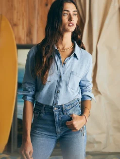 Shirts & Tops^Faherty Brand Sunwashed Knit Shirt - Light Indigo Wash