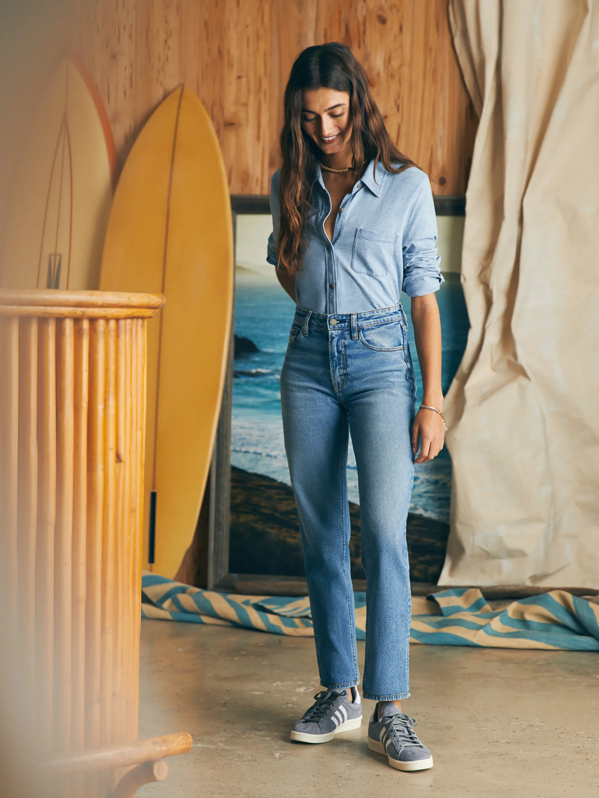 Shirts & Tops^Faherty Brand Sunwashed Knit Shirt - Light Indigo Wash