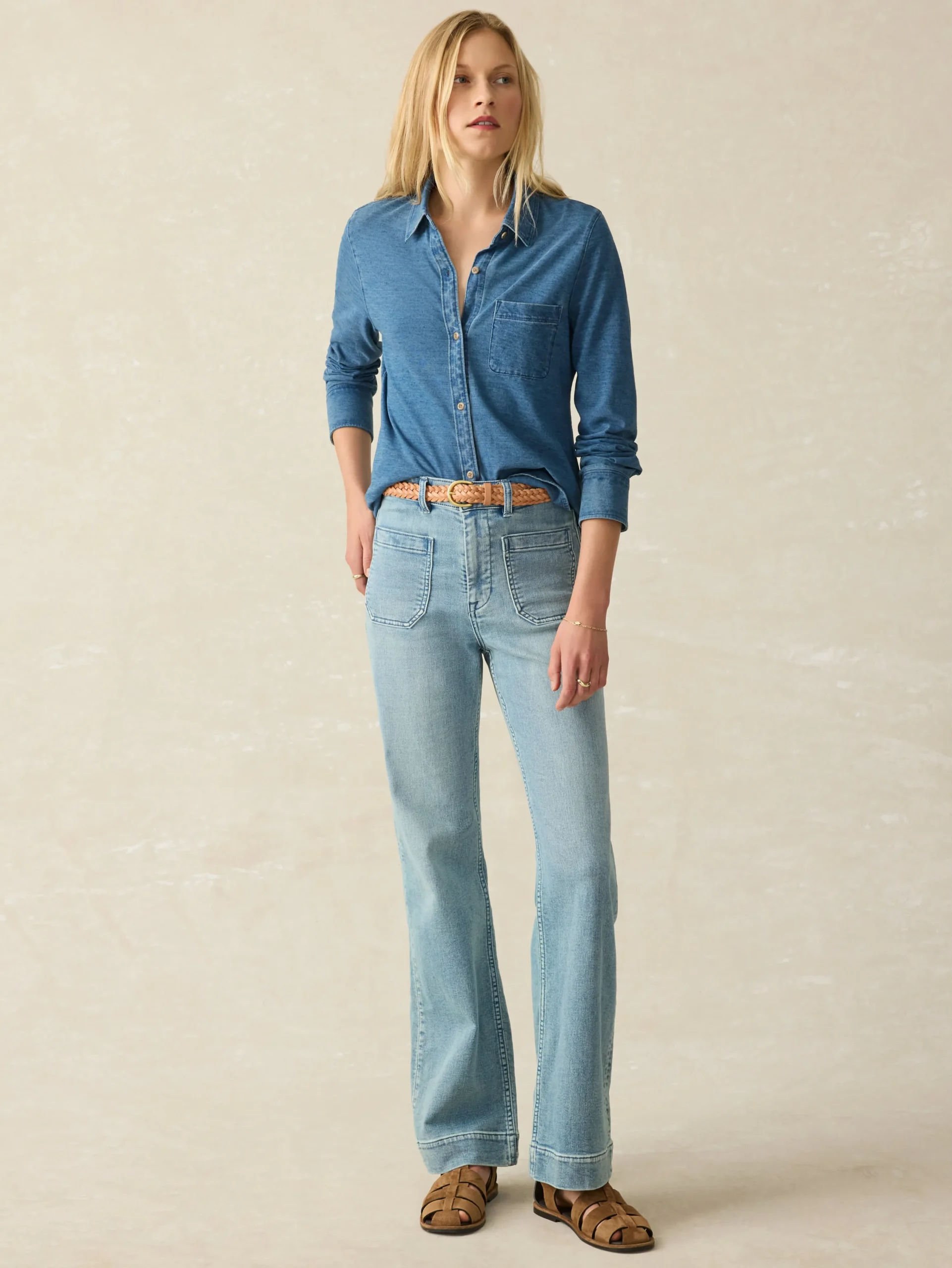 Shirts & Tops^Faherty Brand Sunwashed Knit Shirt - Medium Indigo Wash