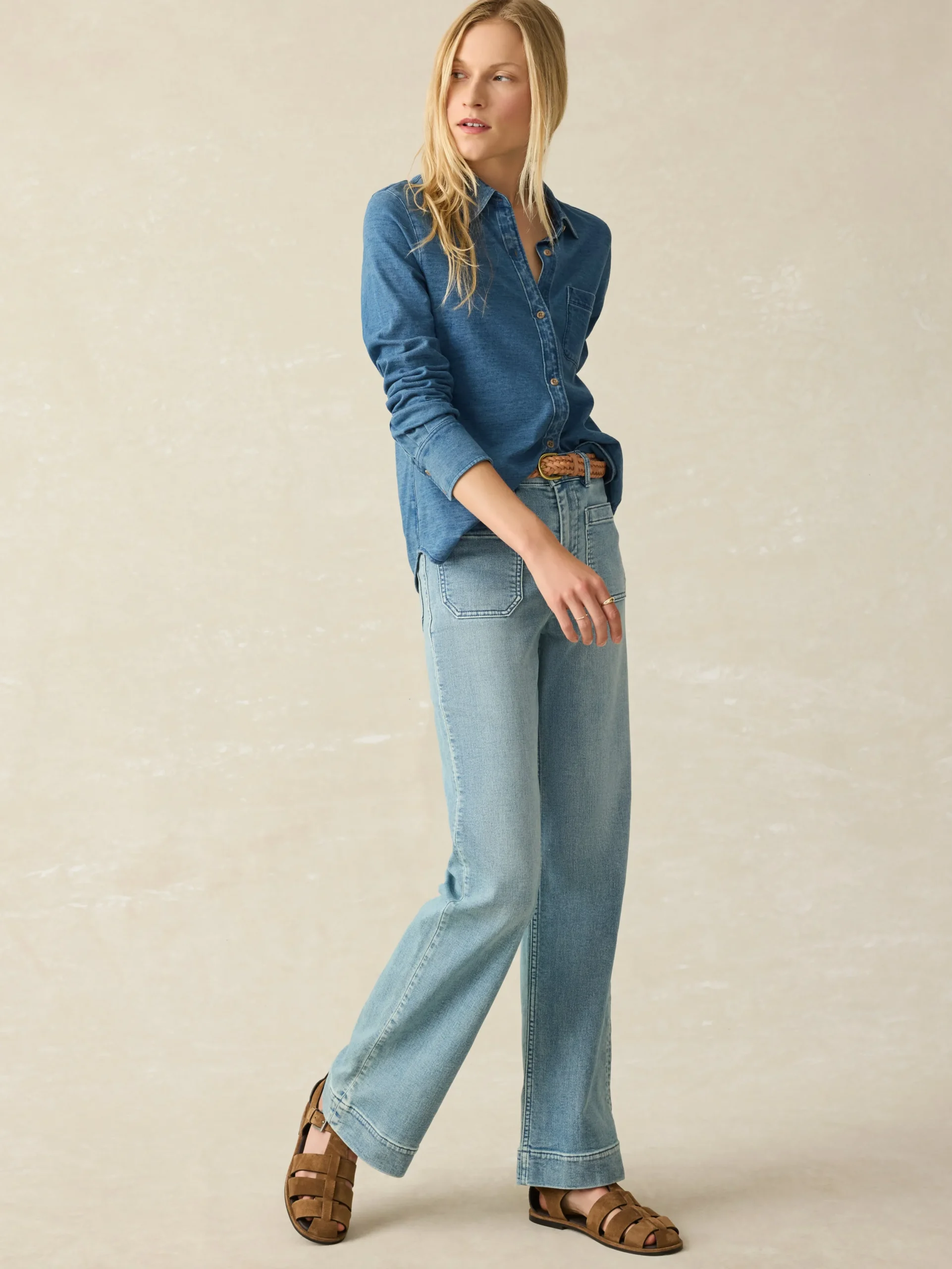 Shirts & Tops^Faherty Brand Sunwashed Knit Shirt - Medium Indigo Wash