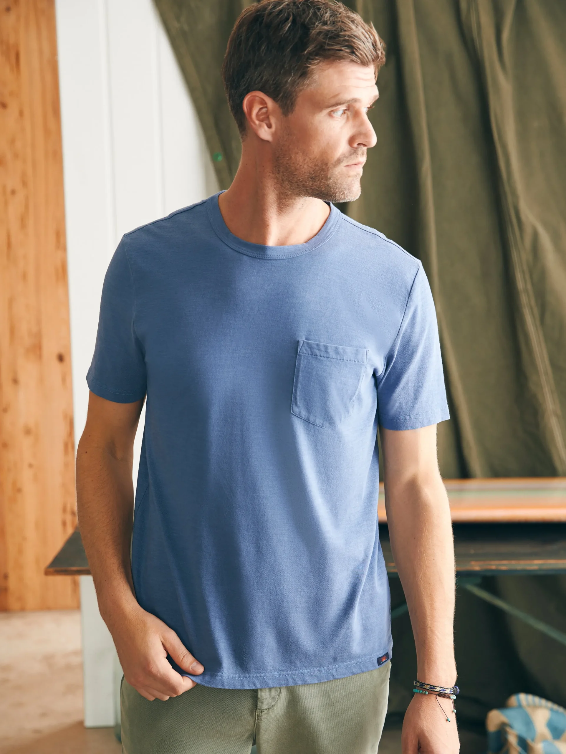 T-Shirts & Henleys^Faherty Brand Sunwashed Pocket Tee (Tall) - Blue Horizon