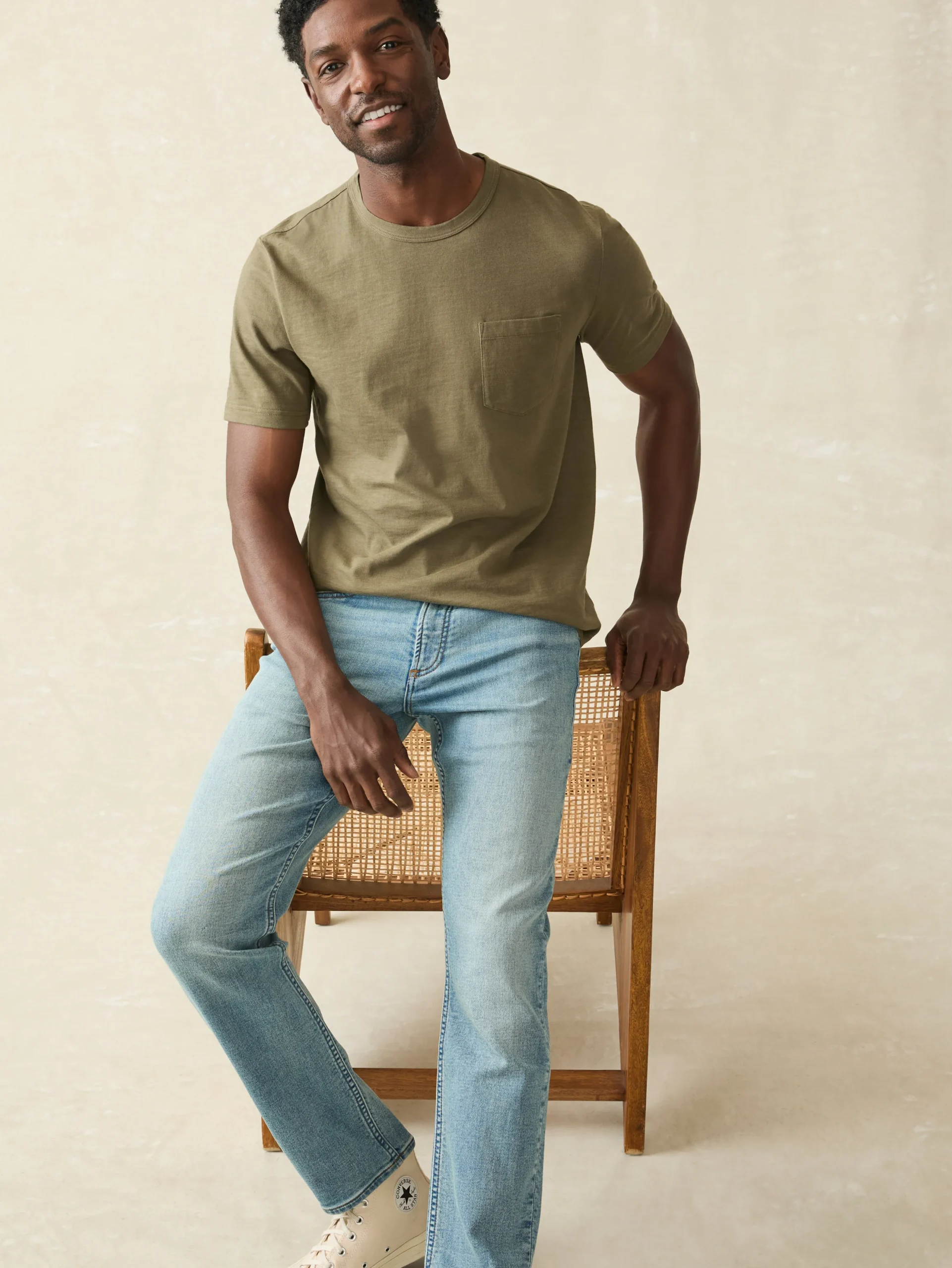 T-Shirts & Henleys^Faherty Brand Sunwashed Pocket Tee (Tall) - Olive
