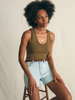 T-Shirts^Faherty Brand Sunwashed Rib Tank - Military Olive