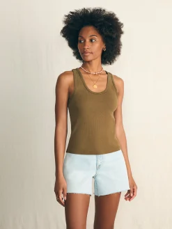 T-Shirts^Faherty Brand Sunwashed Rib Tank - Military Olive