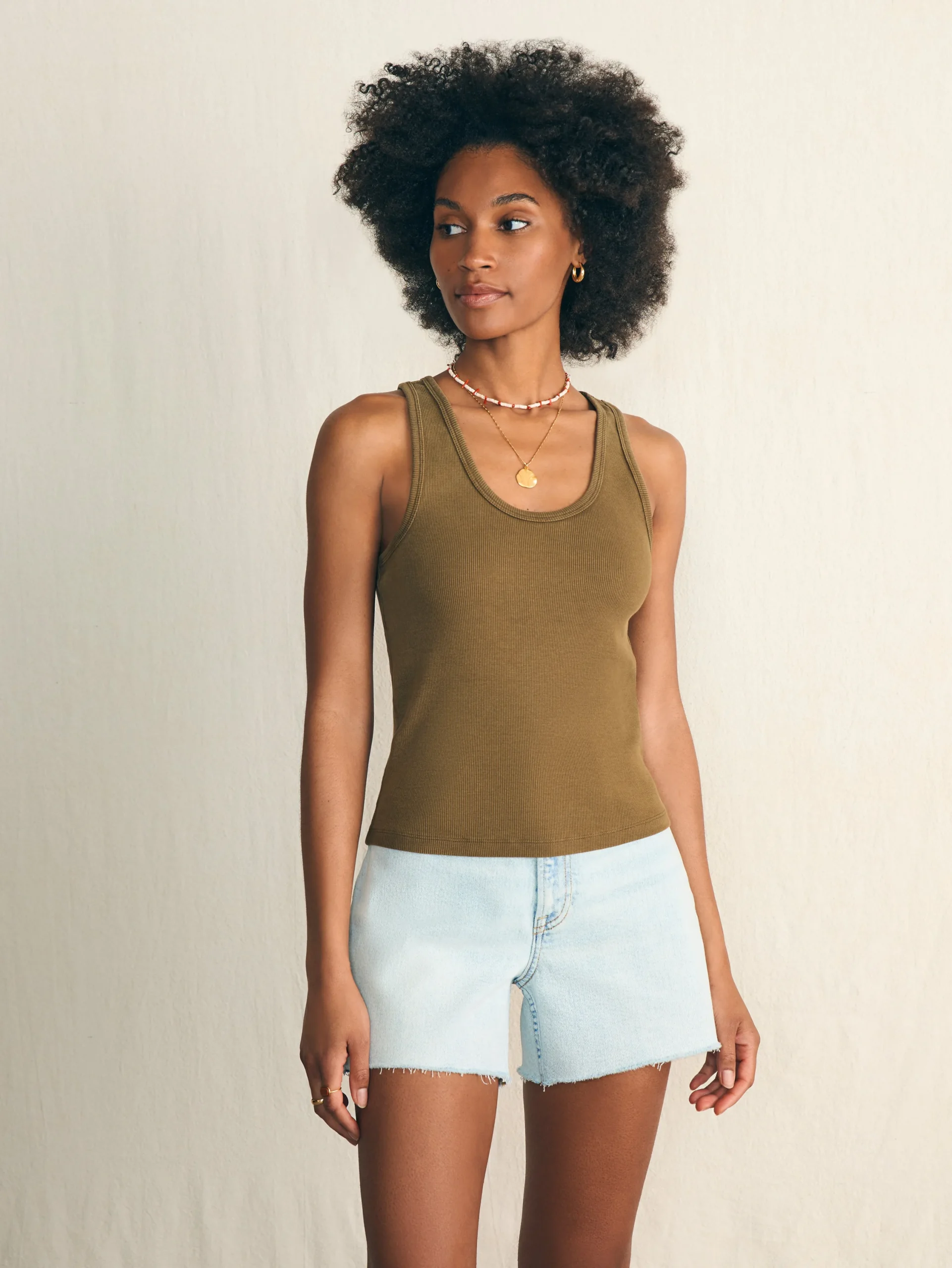 T-Shirts^Faherty Brand Sunwashed Rib Tank - Military Olive