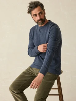 Hoodies & Sweatshirts|Lounge^Faherty Brand Sunwashed Slub Crew - Blue Nights