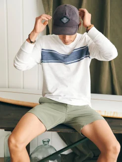 T-Shirts & Henleys|Lounge^Faherty Brand Sunwashed Slub Crew - White Surf Stripe