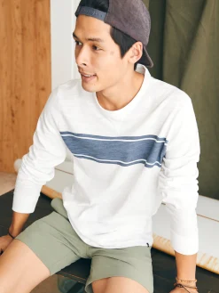 T-Shirts & Henleys|Lounge^Faherty Brand Sunwashed Slub Crew - White Surf Stripe