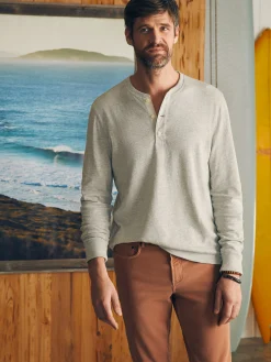 T-Shirts & Henleys^Faherty Brand Sunwashed Slub Henley - Light Grey Heather